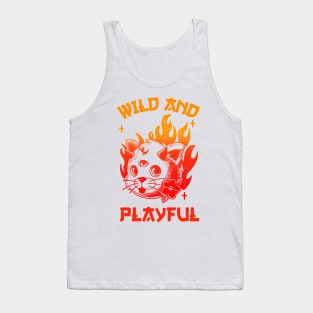 WAP Wild and Playful Cool Biker Cat Purring And Playing Evil Wittle Red and Orange Fireball of Furry Fury Art Tank Top